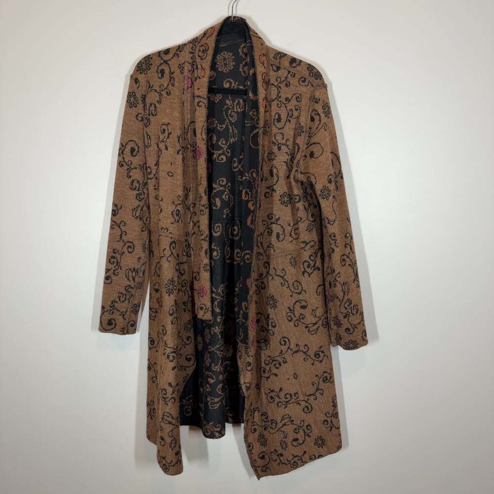 Unbranded Reversible Cardigan Sweater Floral Scroll Knit Open Front M ?
